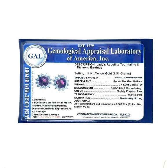 Diamond Rubellite Tourmaline Earrings 14k Gold 1.36 TCW Certified $3,950 211348 - Picture 14 of 14